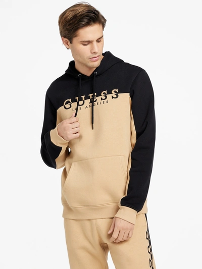 Guess Factory Eco Marcus Color-block Hoodie In Beige