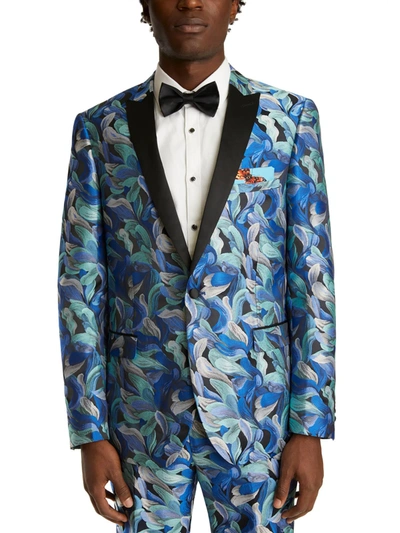 Paisley & Gray Mens Printed Slim Fit Suit Jacket In Blue