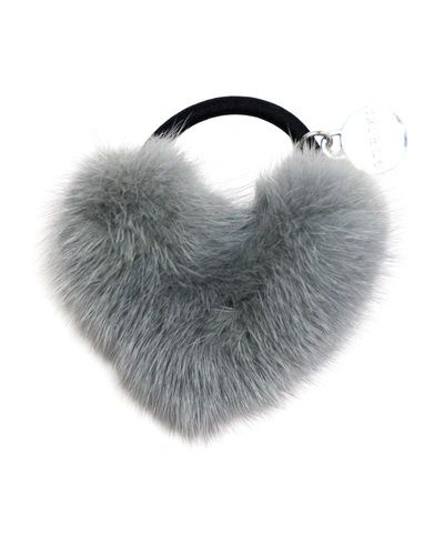 Gorski Hair Elastic With Heart Shaped Mink Fur Pompom In Grey