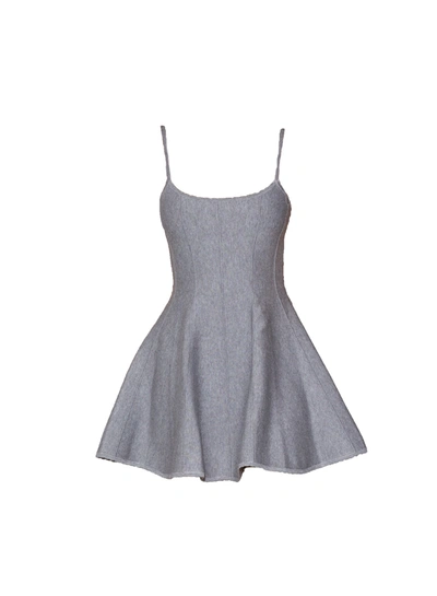 Fleur Du Mal Flared Corset Dress In Heather Grey