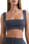 House Of Cb Sia Ribbed Sweater Bralette In Grey Melange