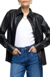 RIVER ISLAND SNAP FRONT FAUX LEATHER SHIRT