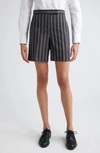 Thom Browne Side Tab Wool Straight Leg Shorts In Dark Grey