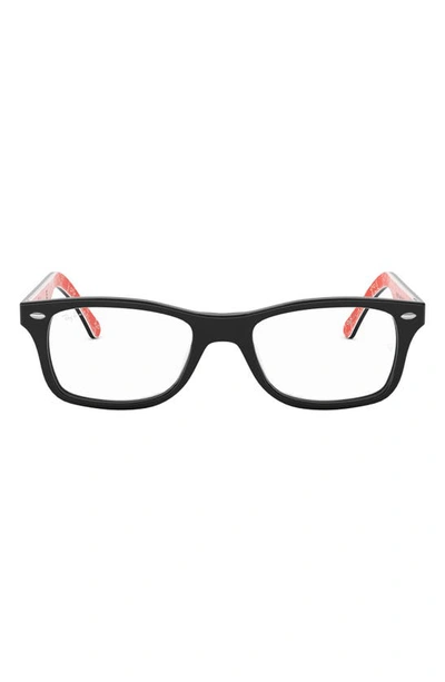 Ray Ban 50mm Square Optical Glasses In Black Red