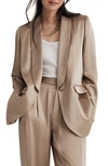 Madewell Metallic Satin Oversize Blazer In Matchstick