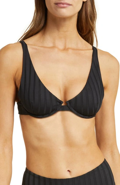 Vitamin A Rossi Underwire Top In Black Seersucker Stripe