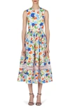 Carolina Herrera Floral-print Midi Dress With Organza Detail In Blush Multi