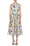 Carolina Herrera Organza-trimmed Floral-print Cotton-poplin Midi Dress In Blush Multi
