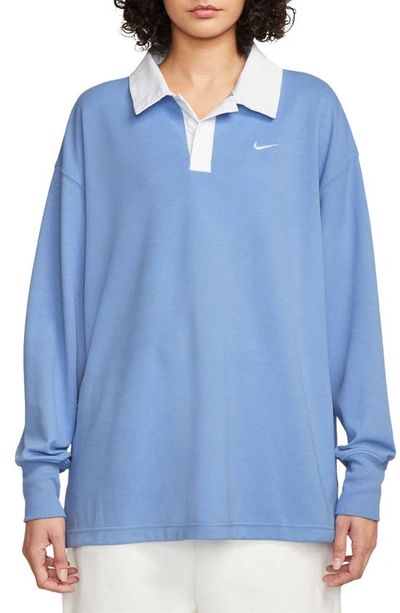 Nike Women's  Sportswear Essential Oversized Long-sleeve Polo In Blue