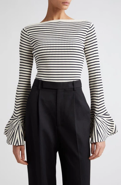 A.l.c Aster Striped Long-sleeve Top In Antico/dark Sappherie