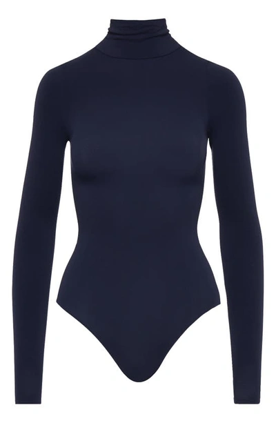 Commando Matte Long-sleeve Turtleneck Bodysuit In Navy