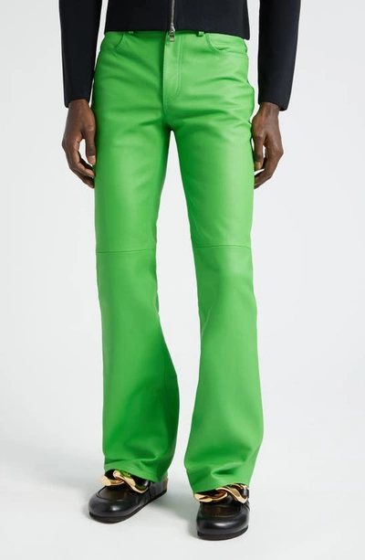 Jw Anderson Bootcut Leather Trousers In Green