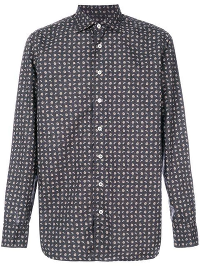 Lardini Long-sleeved Patterned Shirt In Grey