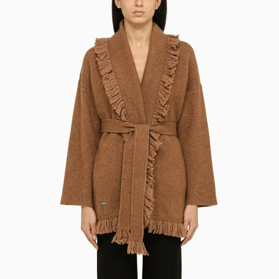 Alanui A Finest Fringed Cardigan In Brown
