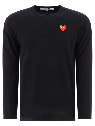 Comme Des Garçons Play Logo Embroidery Cotton T-shirt In Black  