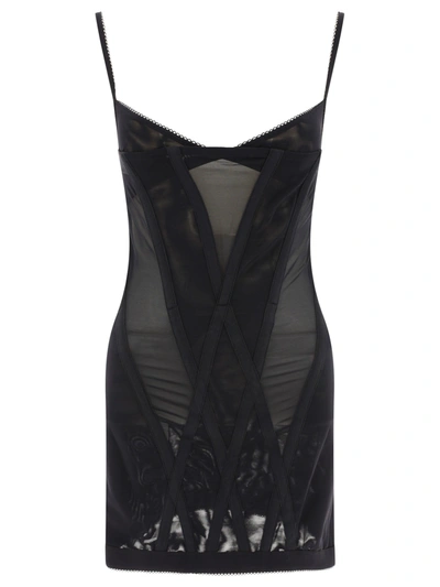 Dion Lee "oblique Corset" Dress In Black