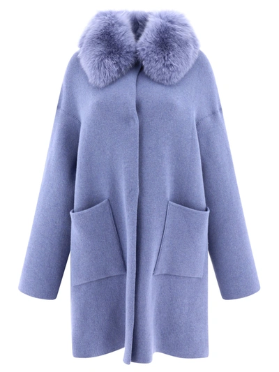 Giovi Wool And Cashmere Coat In Light Blue