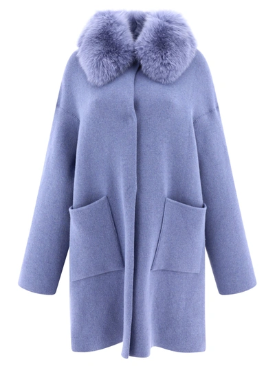 Giovi Elegant Mini Wool And Cashmere Jacket For Women In Blue