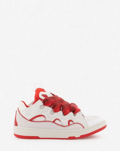 Lanvin Curb Sneakers In White/red