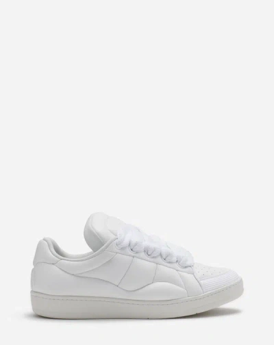 Lanvin Leather Curb Xl Sneakers For Male In White/white