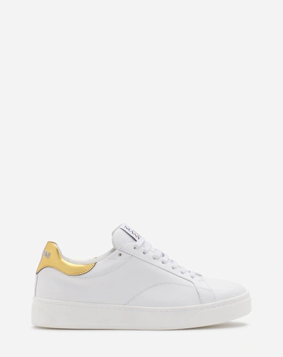 Lanvin Ddb0 Leather Low-top Sneakers In White/gold