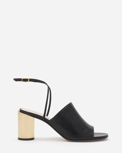 Lanvin Metallic-heel 75mm Leather Sandals In Black/gold