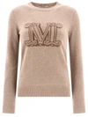 Max Mara Pamir Crewneck Logo Sweater In Brown
