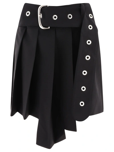 Off-white Wraparound Pleated Mini Skirt In Black