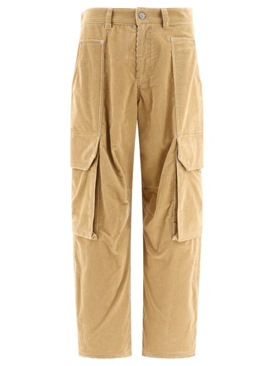 Palm Angels Carrot Fit Corduroy Cargo Pants In Beige