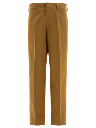 Palm Angels Logo Patch Straight Leg Pants In Brown