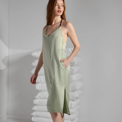 Lunya Washable Silk Slip Dress In Ethereal Green