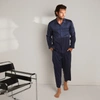 Lunya Men's Washable Silk Button Up Set In Deep Blue
