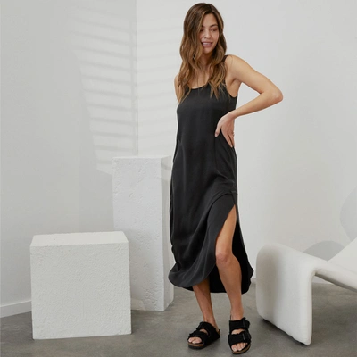 Lunya Washable Silk Tulip Dress In Immersed Black