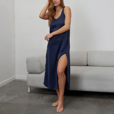 Lunya Washable Silk Tulip Dress In Deep Blue