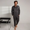 Lunya Men's Washable Silk Button Up Set In Meditative Grey