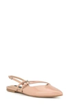 Nine West Brulia Slingback Pointed Toe Flat In Light Natural Patent