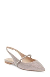 Stuart Weitzman Crystalline Mesh Slingback Flat In Rose Gold
