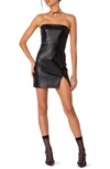EDIKTED MOON SIGN STRAPLESS FAUX LEATHER MINIDRESS