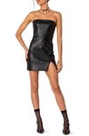 Edikted Moon Sign Strapless Faux Leather Minidress In Black