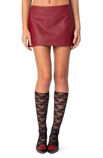 Edikted Women's Aster Faux Leather Mini Skirt In Burgundy