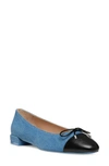 Stuart Weitzman Sleek Denim Bow Ballerina Flats In Washed/black