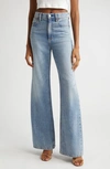 Alice And Olivia Ernie Buckled Low-rise Wide-leg Jeans In Sadie Lt Vintage Blue