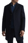 Reiss Gable Wool Blend Overcoat In Navy