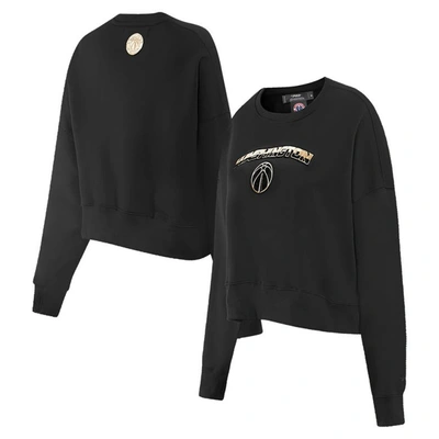 Pro Standard Black Washington Wizards Glam Cropped Pullover Sweatshirt