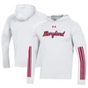 UNDER ARMOUR UNDER ARMOUR  WHITE MARYLAND TERRAPINS THROWBACK TECH LONG SLEEVE HOODIE T-SHIRT