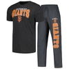 Concepts Sport Men's  Charcoal, Black San Francisco Giants Meter T-shirt And Pants Sleep Set In Charcoal