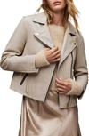 Allsaints Dalby Leather Biker Jacket In Earth Pink