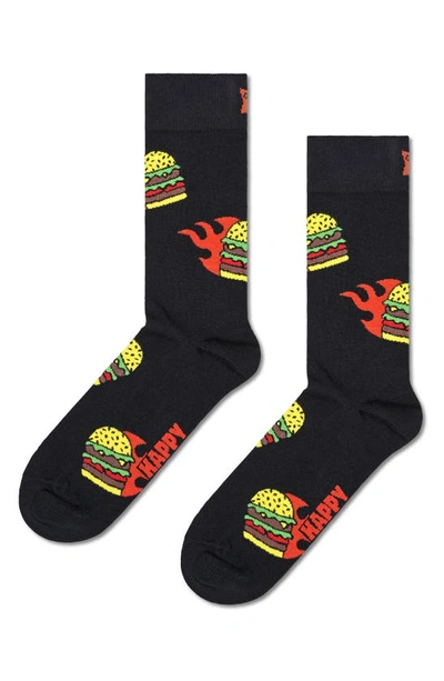 Happy Socks Assorted 2-pack Blast Off Burger Crew Socks Gift Set In Black