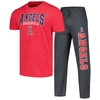 CONCEPTS SPORT CONCEPTS SPORT CHARCOAL/RED LOS ANGELES ANGELS METER T-SHIRT & PANTS SLEEP SET