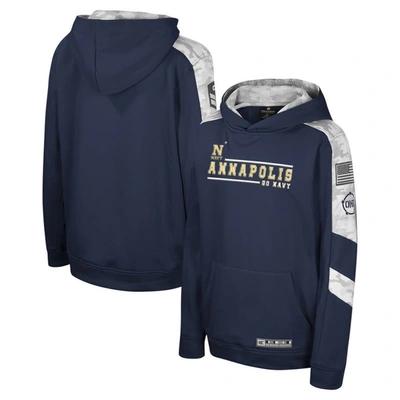 COLOSSEUM YOUTH COLOSSEUM NAVY NAVY MIDSHIPMEN OHT MILITARY APPRECIATION CYCLONE DIGITAL CAMO PULLOVER HOODIE